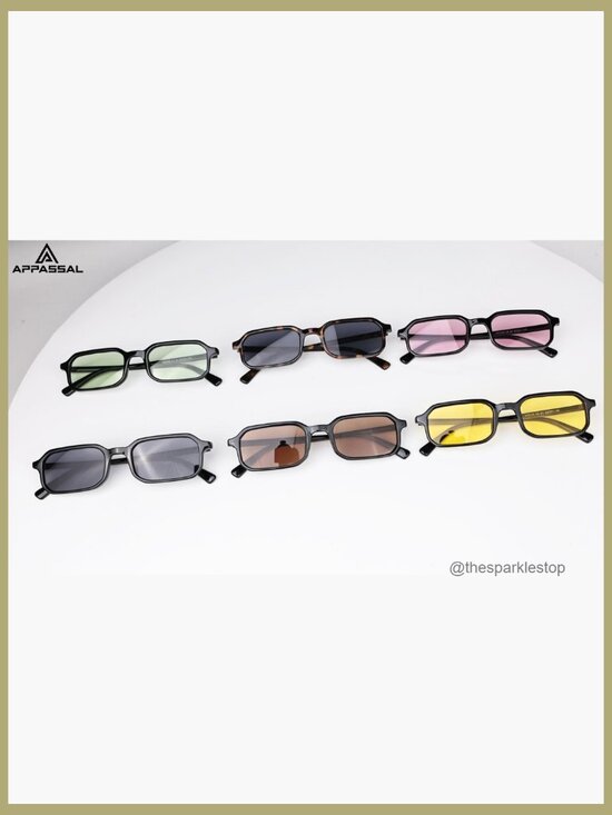 Retro Skinny Rectangle Sunglasses 90s Narrow Thin Frame UV400 main image 6